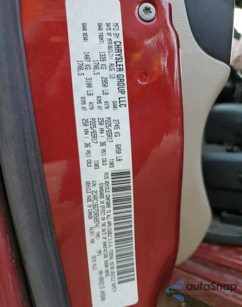 2013 Chrysler Town & Country Touring из США, поврежденный, VIN 2C4RC1BG7DR509741